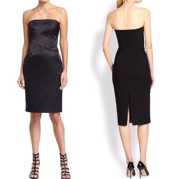 Michael Kors Strapless Satin Dress, Black - Picture 3 of 8